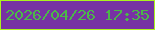 文字の大きさ：5、枠の色：abf31e、背景の色：7732a3、文字の色：4bb848 無料ブログパーツのブログ時計
