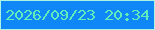 文字の大きさ：5、枠の色：abf3e3、背景の色：0f87f7、文字の色：60edbb 無料ブログパーツのブログ時計