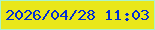 文字の大きさ：5、枠の色：abf4c8、背景の色：e9e71a、文字の色：012ed3 無料ブログパーツのブログ時計