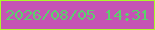 文字の大きさ：2、枠の色：abfa29、背景の色：c554b4、文字の色：5bd16d 無料ブログパーツのブログ時計