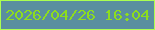 文字の大きさ：4、枠の色：abff50、背景の色：5a8f9f、文字の色：8ddd1e 無料ブログパーツのブログ時計