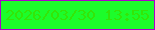 文字の大きさ：1、枠の色：ac00cb、背景の色：1cfc2b、文字の色：34e508 無料ブログパーツのブログ時計