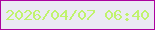 文字の大きさ：5、枠の色：ac039f、背景の色：ebeaf4、文字の色：c0f36d 無料ブログパーツのブログ時計