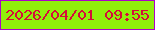 文字の大きさ：1、枠の色：ac03c8、背景の色：90f00a、文字の色：d60c3a 無料ブログパーツのブログ時計