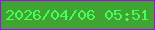 文字の大きさ：2、枠の色：ac05fb、背景の色：3fa431、文字の色：47ff5a 無料ブログパーツのブログ時計