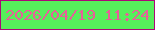 文字の大きさ：4、枠の色：ac0777、背景の色：56ef5b、文字の色：e75f99 無料ブログパーツのブログ時計