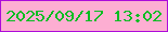 文字の大きさ：2、枠の色：ac0bda、背景の色：fdaed2、文字の色：05bd21 無料ブログパーツのブログ時計