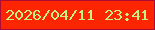 文字の大きさ：3、枠の色：ac0c34、背景の色：fe2602、文字の色：c3f287 無料ブログパーツのブログ時計