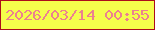 文字の大きさ：5、枠の色：ac0d1b、背景の色：f5fe4b、文字の色：ec8190 無料ブログパーツのブログ時計