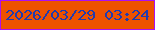 文字の大きさ：2、枠の色：ac10f2、背景の色：ee5200、文字の色：213bae 無料ブログパーツのブログ時計