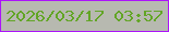 文字の大きさ：3、枠の色：ac13fa、背景の色：b7b9b0、文字の色：62a525 無料ブログパーツのブログ時計