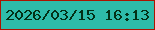 文字の大きさ：5、枠の色：ac1401、背景の色：2ebcaa、文字の色：033117 無料ブログパーツのブログ時計