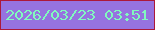 文字の大きさ：3、枠の色：ac193a、背景の色：9673e0、文字の色：81fabe 無料ブログパーツのブログ時計