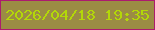 文字の大きさ：3、枠の色：ac1b6e、背景の色：9b8c44、文字の色：b3d808 無料ブログパーツのブログ時計