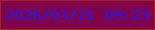 文字の大きさ：5、枠の色：ac201a、背景の色：81024c、文字の色：2917e4 無料ブログパーツのブログ時計