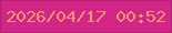 文字の大きさ：1、枠の色：ac256c、背景の色：d22587、文字の色：f3986e 無料ブログパーツのブログ時計
