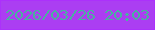 文字の大きさ：5、枠の色：ac31fb、背景の色：ab3ef2、文字の色：49b19f 無料ブログパーツのブログ時計