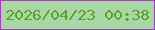 文字の大きさ：2、枠の色：ac36ca、背景の色：a7d7a3、文字の色：5ca429 無料ブログパーツのブログ時計