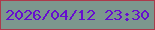 文字の大きさ：3、枠の色：ac3a4b、背景の色：7c978e、文字の色：660ecf 無料ブログパーツのブログ時計