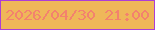 文字の大きさ：1、枠の色：ac3ed6、背景の色：efb759、文字の色：f3826e 無料ブログパーツのブログ時計
