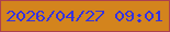 文字の大きさ：2、枠の色：ac4050、背景の色：d3841d、文字の色：3532df 無料ブログパーツのブログ時計