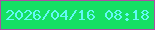 文字の大きさ：5、枠の色：ac4fa4、背景の色：15e064、文字の色：63f8f6 無料ブログパーツのブログ時計