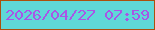 文字の大きさ：1、枠の色：ac500e、背景の色：5fd8d8、文字の色：a955e6 無料ブログパーツのブログ時計
