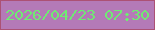 文字の大きさ：5、枠の色：ac5174、背景の色：b47ab7、文字の色：6feb73 無料ブログパーツのブログ時計