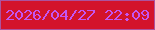 文字の大きさ：5、枠の色：ac539e、背景の色：d3132b、文字の色：c456f1 無料ブログパーツのブログ時計