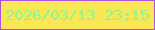文字の大きさ：5、枠の色：ac53d8、背景の色：fae755、文字の色：8bf697 無料ブログパーツのブログ時計