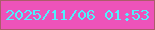 文字の大きさ：5、枠の色：ac5c6a、背景の色：ed53ba、文字の色：4ff2fd 無料ブログパーツのブログ時計