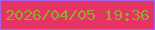 文字の大きさ：2、枠の色：ac5fed、背景の色：e53463、文字の色：95a92e 無料ブログパーツのブログ時計