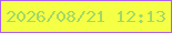 文字の大きさ：4、枠の色：ac63e9、背景の色：f5ff46、文字の色：a3d866 無料ブログパーツのブログ時計