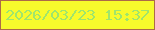 文字の大きさ：3、枠の色：ac6b48、背景の色：f7fb2c、文字の色：9fe56c 無料ブログパーツのブログ時計