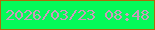 文字の大きさ：3、枠の色：ac6c09、背景の色：05fa59、文字の色：cb9abc 無料ブログパーツのブログ時計