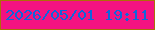文字の大きさ：4、枠の色：ac6f07、背景の色：f41381、文字の色：0d66dc 無料ブログパーツのブログ時計