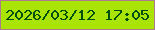 文字の大きさ：1、枠の色：ac7b8e、背景の色：a9e406、文字の色：02500d 無料ブログパーツのブログ時計