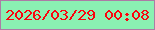 文字の大きさ：1、枠の色：ac7ca5、背景の色：8af1b2、文字の色：fb040e 無料ブログパーツのブログ時計