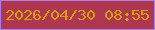 文字の大きさ：4、枠の色：ac7eef、背景の色：ae364f、文字の色：d7a101 無料ブログパーツのブログ時計