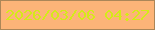 文字の大きさ：2、枠の色：ac8658、背景の色：fdb478、文字の色：d5ea19 無料ブログパーツのブログ時計