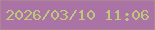 文字の大きさ：4、枠の色：ac8690、背景の色：ab72a5、文字の色：bfc87a 無料ブログパーツのブログ時計