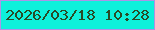 文字の大きさ：3、枠の色：ac93e7、背景の色：0df1db、文字の色：284b26 無料ブログパーツのブログ時計