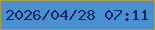 文字の大きさ：5、枠の色：ac9b48、背景の色：4990cf、文字の色：1a256c 無料ブログパーツのブログ時計