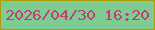 文字の大きさ：2、枠の色：ac9d04、背景の色：7ecc92、文字の色：c03f77 無料ブログパーツのブログ時計