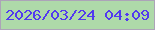 文字の大きさ：5、枠の色：aca4b8、背景の色：aedaa9、文字の色：523aef 無料ブログパーツのブログ時計