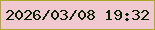 文字の大きさ：1、枠の色：aca92c、背景の色：f0c9d0、文字の色：0a2206 無料ブログパーツのブログ時計