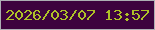 文字の大きさ：5、枠の色：acafb3、背景の色：3d033e、文字の色：aec228 無料ブログパーツのブログ時計