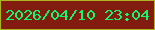 文字の大きさ：4、枠の色：acb41f、背景の色：821b10、文字の色：0efb6d 無料ブログパーツのブログ時計