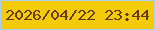 文字の大きさ：4、枠の色：acd1f6、背景の色：f3cb0b、文字の色：633a1b 無料ブログパーツのブログ時計