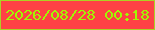 文字の大きさ：1、枠の色：acd224、背景の色：fe4245、文字の色：a0f703 無料ブログパーツのブログ時計